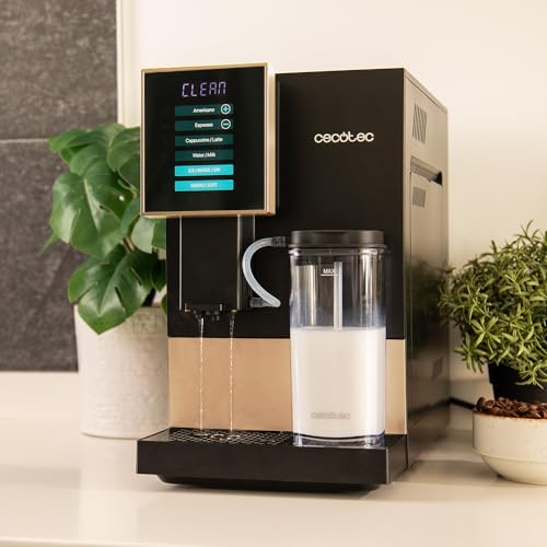 Cecotec Cremmaet Compactccino Kaffeevollautomat, 19 Bar, Thermoblock, Bohnenmahlwerk 150 g, 1,1 L Wassertank, 400 ml Milchbehälter, Black Rose