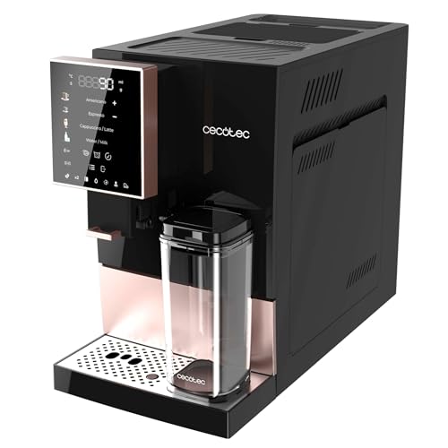 Cecotec Cremmaet Compactccino Kaffeevollautomat, 19 Bar, Thermoblock, Bohnenmahlwerk 150 g, 1,1 L Wassertank, 400 ml Milchbehälter, Black Rose