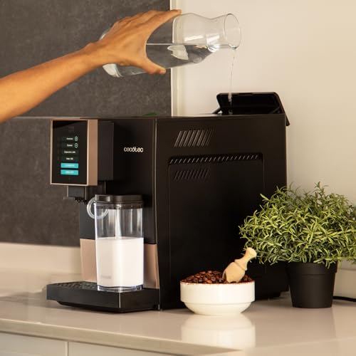 Cecotec Cremmaet Compactccino Kaffeevollautomat, 19 Bar, Thermoblock, Bohnenmahlwerk 150 g, 1,1 L Wassertank, 400 ml Milchbehälter, Black Rose
