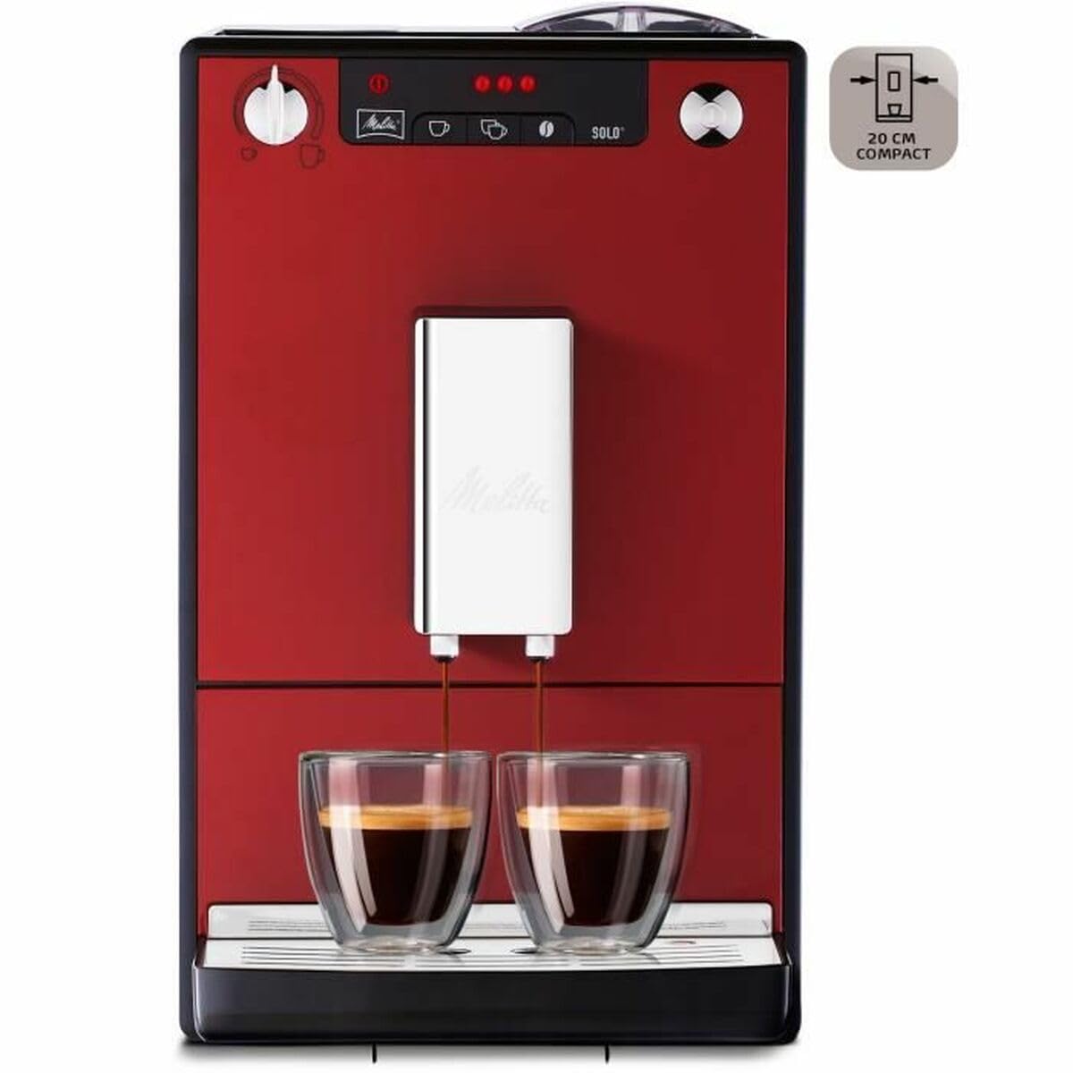 Melitta Solo Kaffeevollautomat, kompakt, höhenverstellbarer Auslauf, abnehmbarer Wassertank, Pure Black