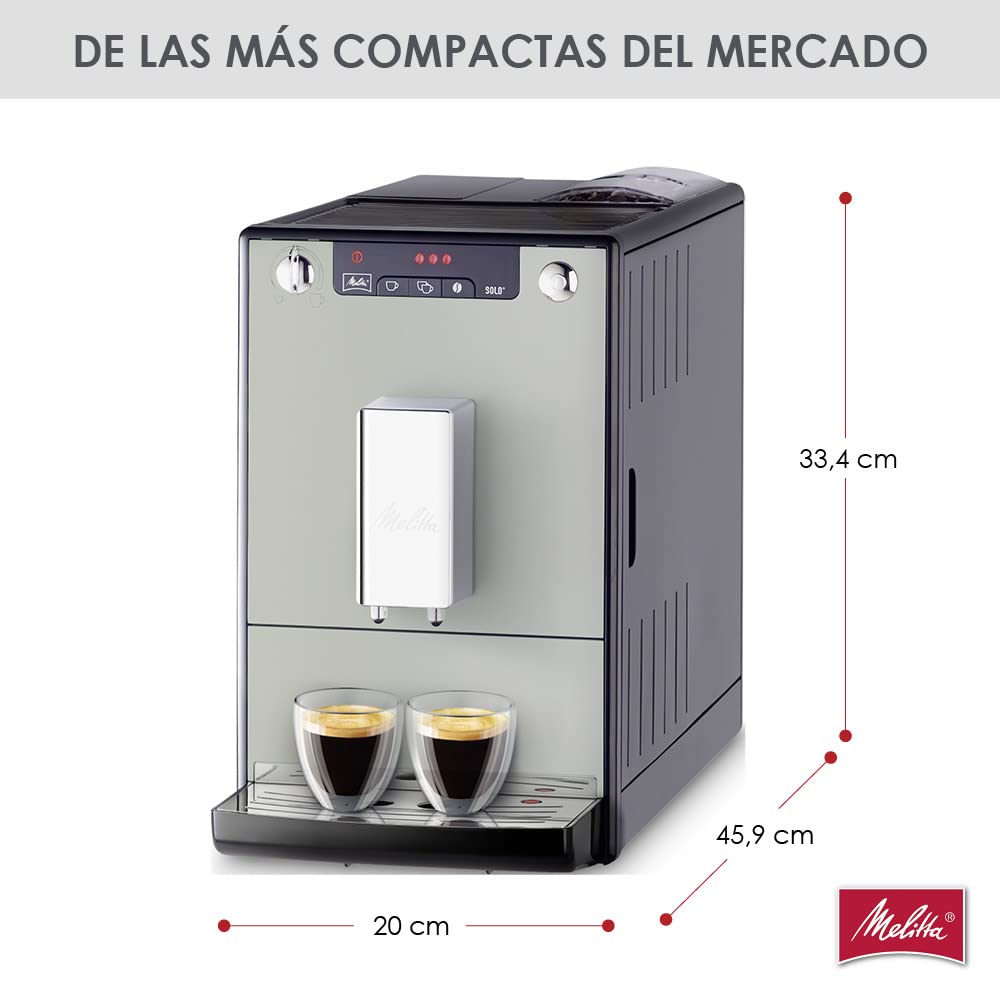 Melitta Solo Kaffeevollautomat, kompakt, höhenverstellbarer Auslauf, abnehmbarer Wassertank, Pure Black
