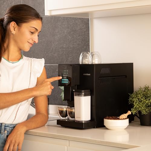 Cecotec Cremmaet Compactccino Kaffeevollautomat, 19 Bar, Thermoblock, Bohnenmahlwerk 150 g, 1,1 L Wassertank, 400 ml Milchbehälter, Black Rose