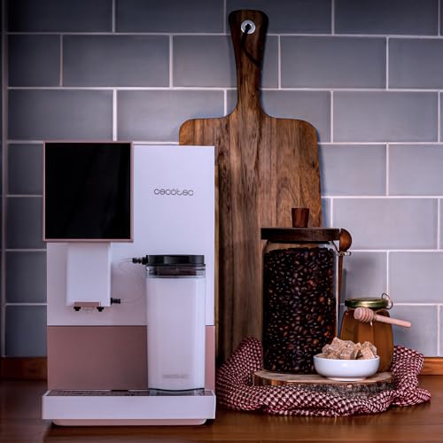 Cecotec Cremmaet Compactccino Kaffeevollautomat, 19 Bar, Thermoblock, Bohnenmahlwerk 150 g, 1,1 L Wassertank, 400 ml Milchbehälter, Black Rose