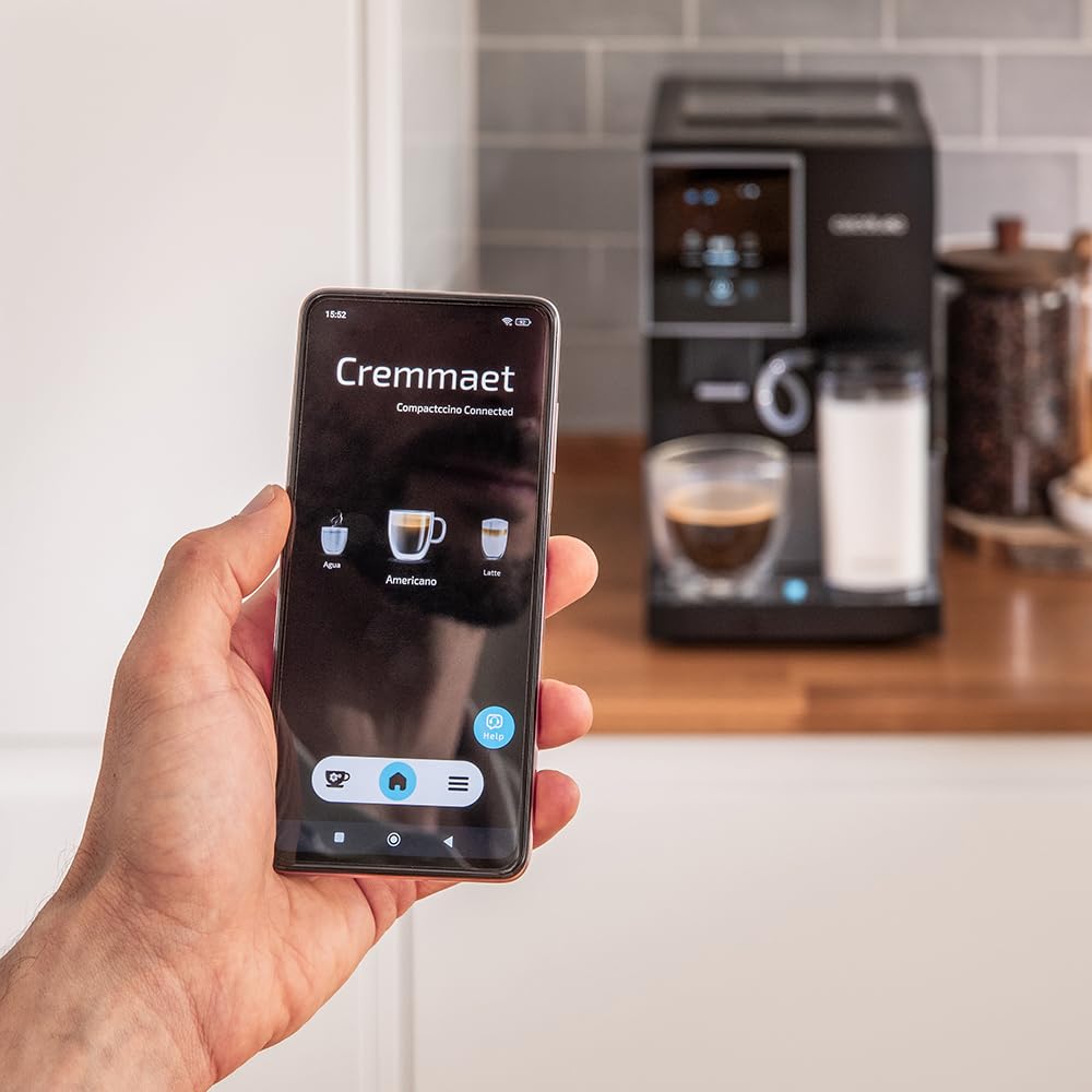 Cecotec Cremmaet Compactccino Kaffeevollautomat, 19 Bar, Thermoblock, Bohnenmahlwerk 150 g, 1,1 L Wassertank, 400 ml Milchbehälter, Black Rose