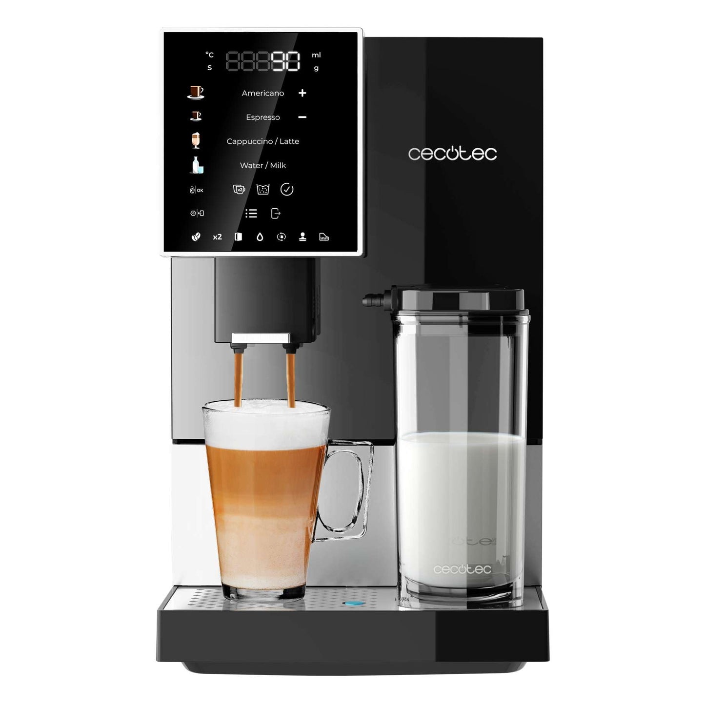Cecotec Cremmaet Compactccino Kaffeevollautomat, 19 Bar, Thermoblock, Bohnenmahlwerk 150 g, 1,1 L Wassertank, 400 ml Milchbehälter, Black Rose