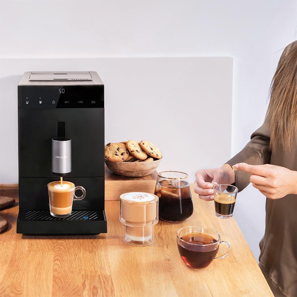 Cecotec Cremmaet Compact Kaffeevollautomat, 1350 W, 19 Bar, Thermoblock, 150 g Bohnenbehälter, 1,1 L Wassertank, automatische Reinigung