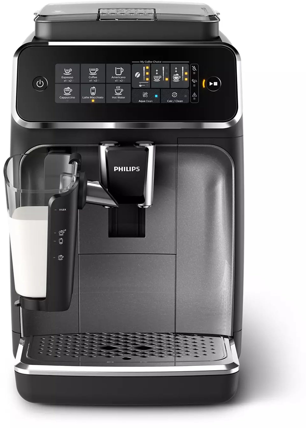 Philips Series 3200 Kaffeevollautomat – LatteGo Milchsystem, 5 Kaffeespezialitäten, Intuitives Touchdisplay, Silber (EP3246/70)