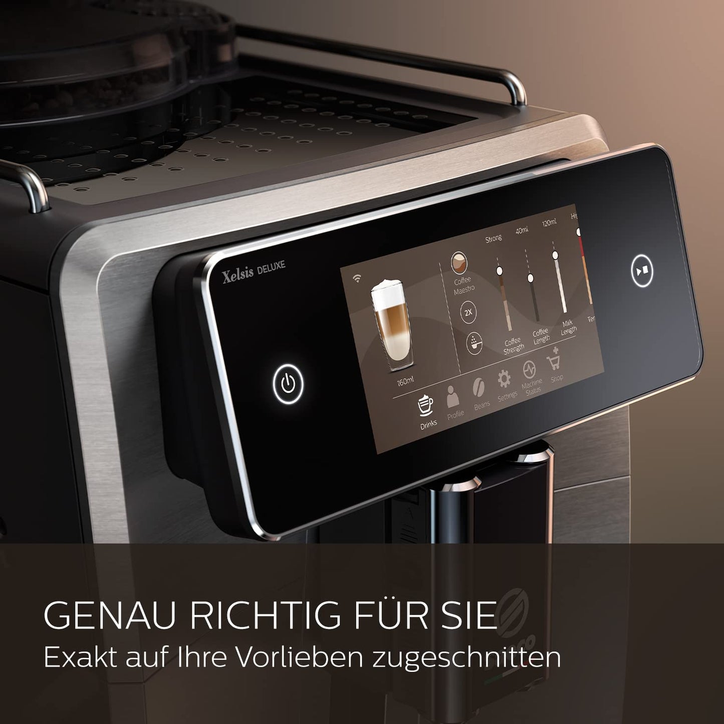 Saeco GranAroma Kaffeevollautomat – 14 Kaffeespezialitäten, Intuitives Farbdisplay, 4 Benutzerprofile, Keramikmahlwerk, 1500 Watt (SM6580/10)