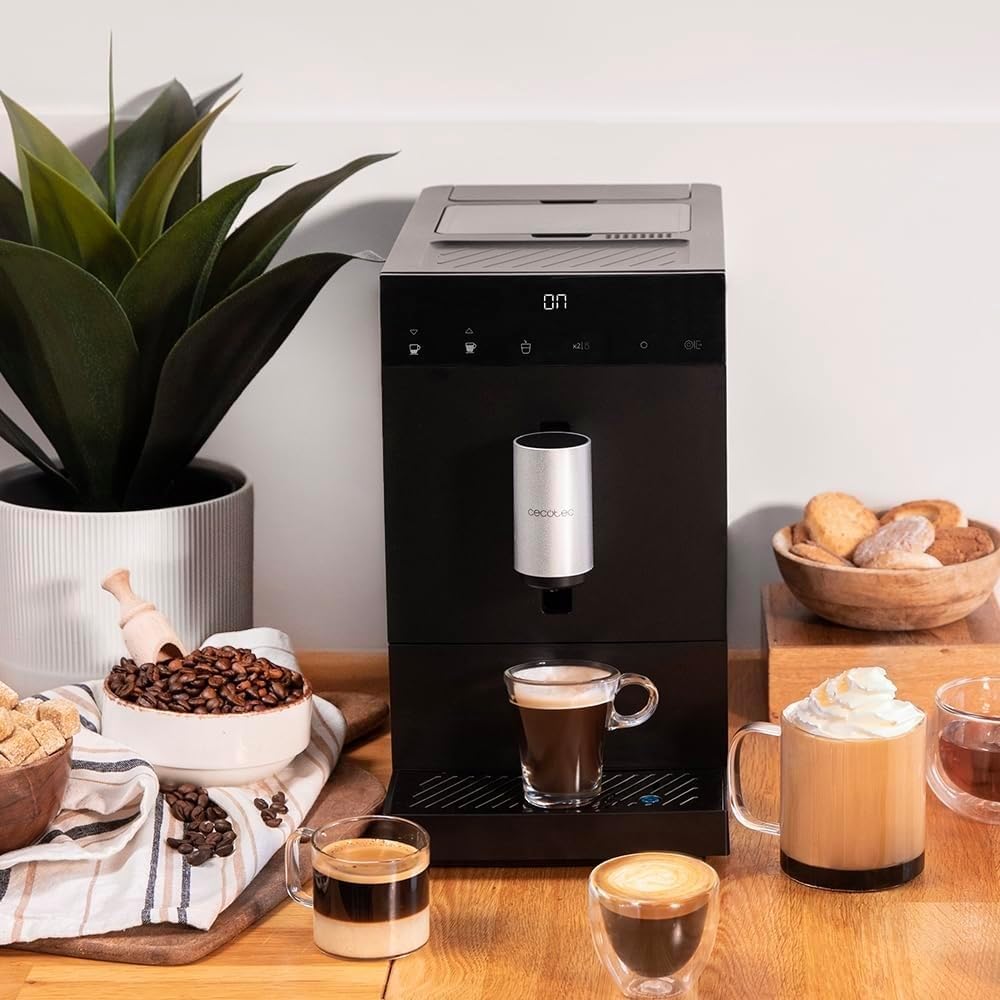 Cecotec Cremmaet Compact Kaffeevollautomat, 1350 W, 19 Bar, Thermoblock, 150 g Bohnenbehälter, 1,1 L Wassertank, automatische Reinigung