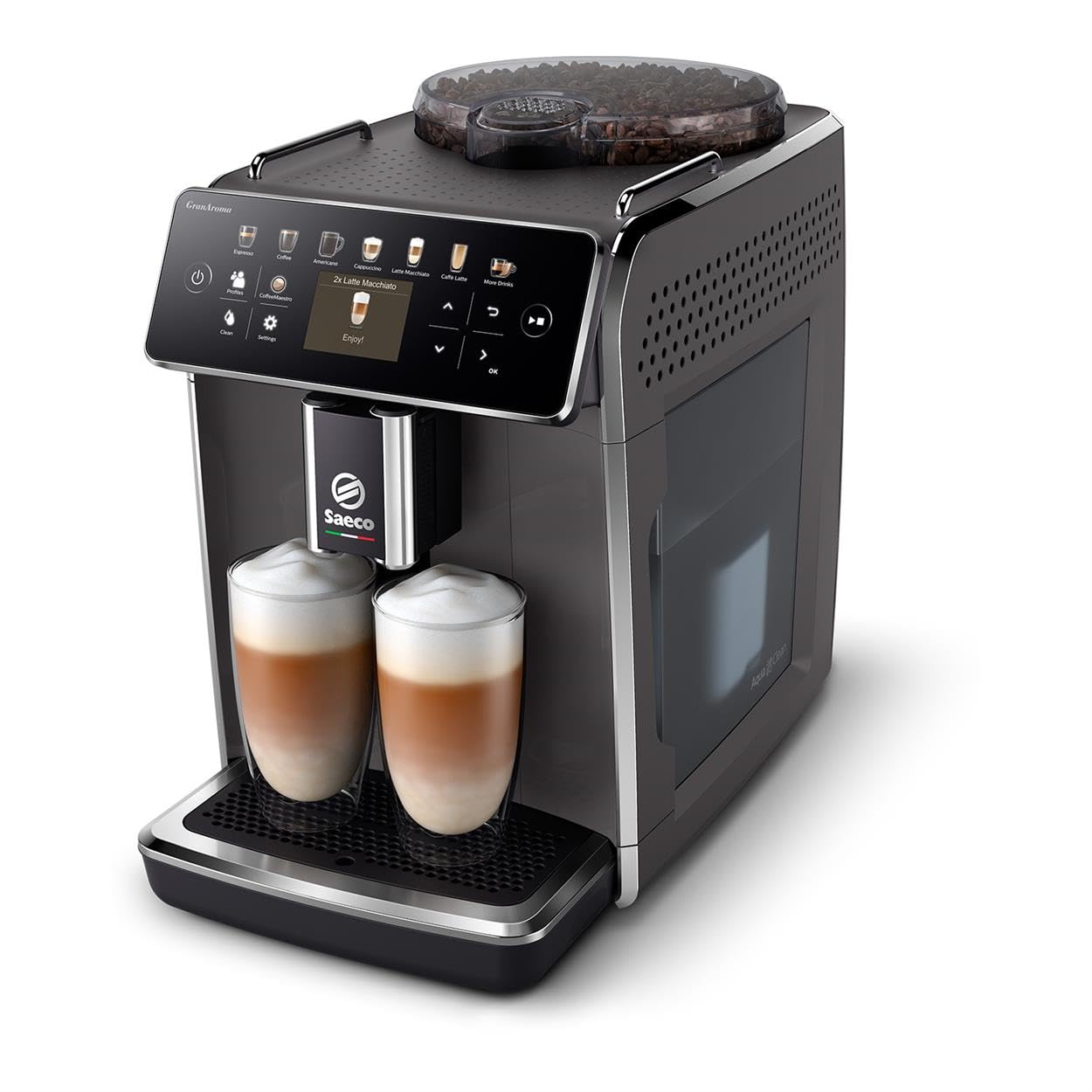 Saeco GranAroma Kaffeevollautomat – 14 Kaffeespezialitäten, Intuitives Farbdisplay, 4 Benutzerprofile, Keramikmahlwerk, 1500 Watt (SM6580/10)