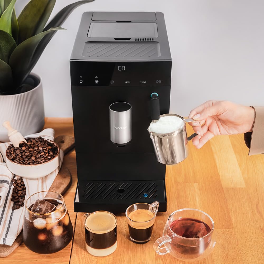 Cecotec Cremmaet Compact Kaffeevollautomat, 1350 W, 19 Bar, Thermoblock, 150 g Bohnenbehälter, 1,1 L Wassertank, automatische Reinigung