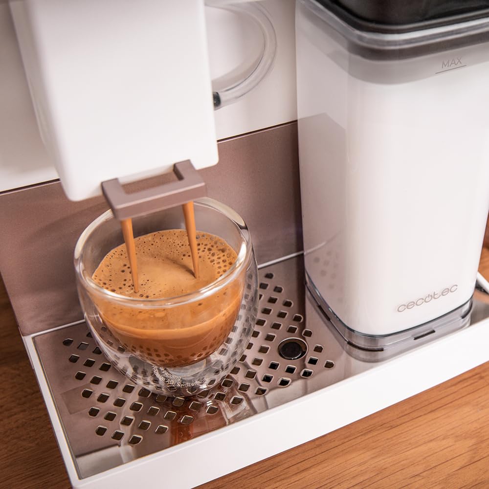 Cecotec Cremmaet Compactccino Kaffeevollautomat, 19 Bar, Thermoblock, Bohnenmahlwerk 150 g, 1,1 L Wassertank, 400 ml Milchbehälter, Black Rose