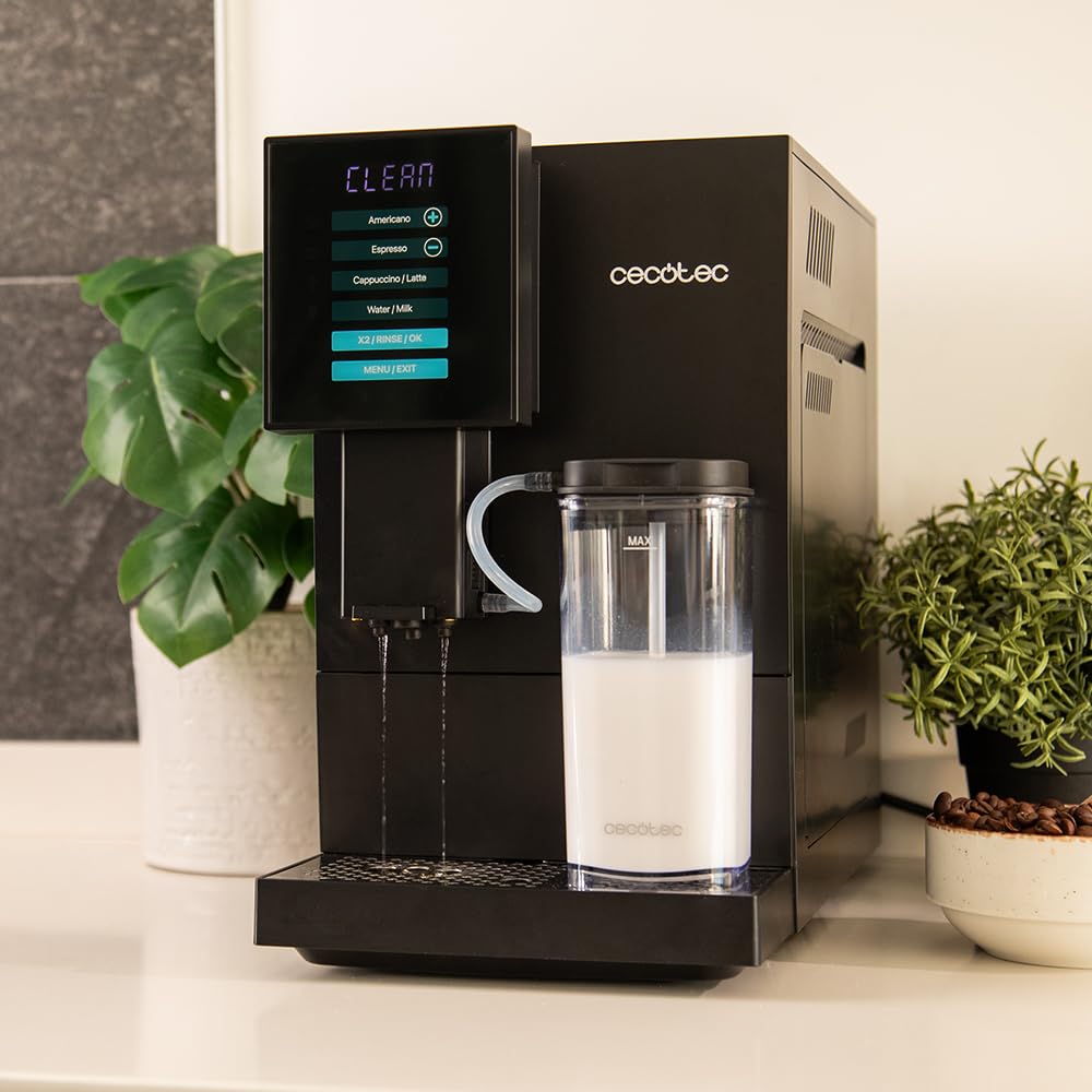 Cecotec Cremmaet Compactccino Kaffeevollautomat, 19 Bar, Thermoblock, Bohnenmahlwerk 150 g, 1,1 L Wassertank, 400 ml Milchbehälter, Black Rose
