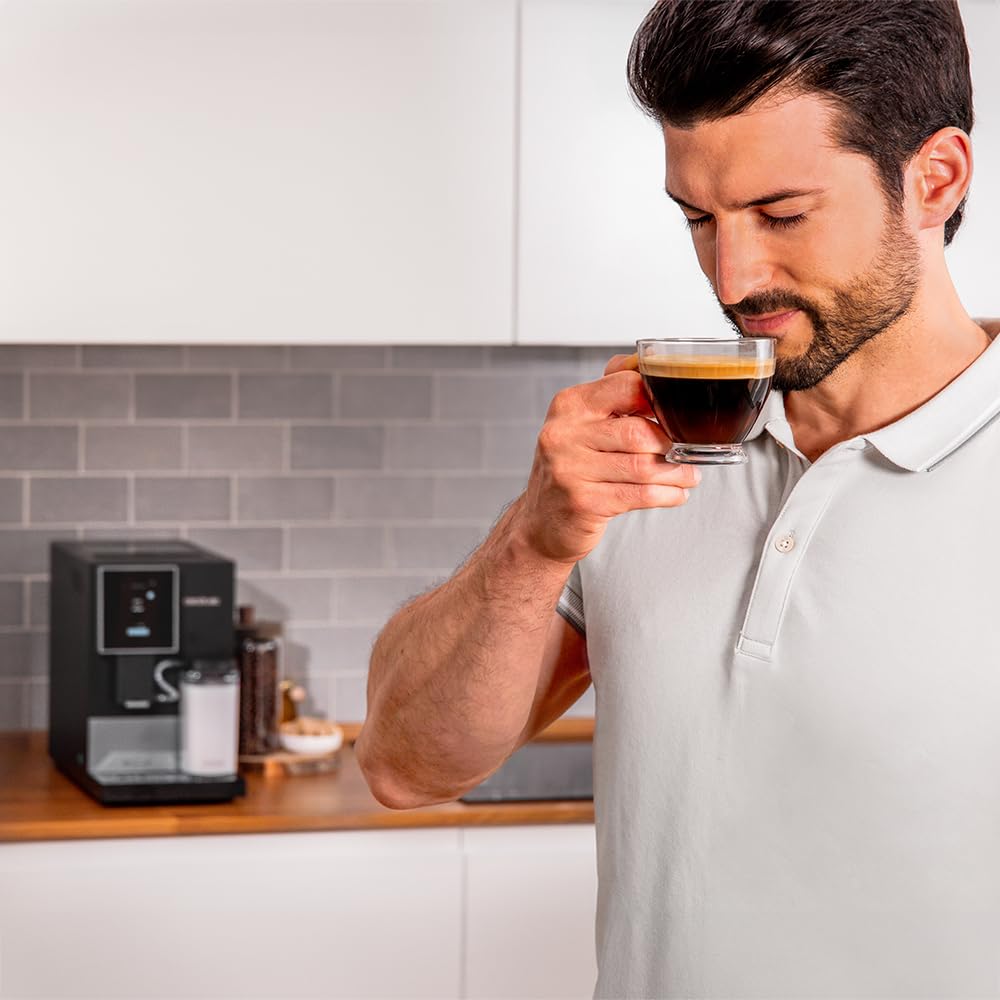 Cecotec Cremmaet Compactccino Kaffeevollautomat, 19 Bar, Thermoblock, Bohnenmahlwerk 150 g, 1,1 L Wassertank, 400 ml Milchbehälter, Black Rose
