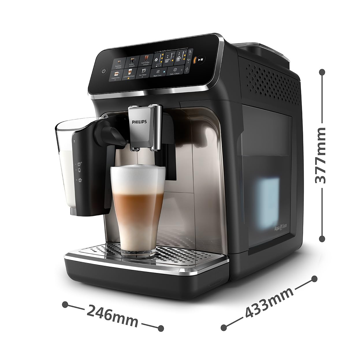 Philips Series 3300 EP3347/90 Kaffeevollautomat, 6 Getränke, LatteGo, Touchscreen, Keramikmahlwerk, Schwarzchrom