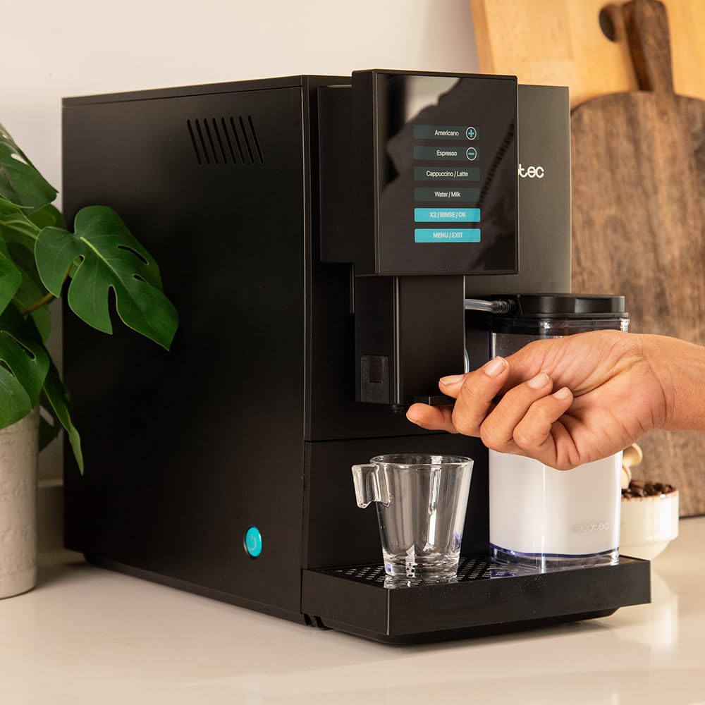 Cecotec Cremmaet Compactccino Kaffeevollautomat, 19 Bar, Thermoblock, Bohnenmahlwerk 150 g, 1,1 L Wassertank, 400 ml Milchbehälter, Black Rose