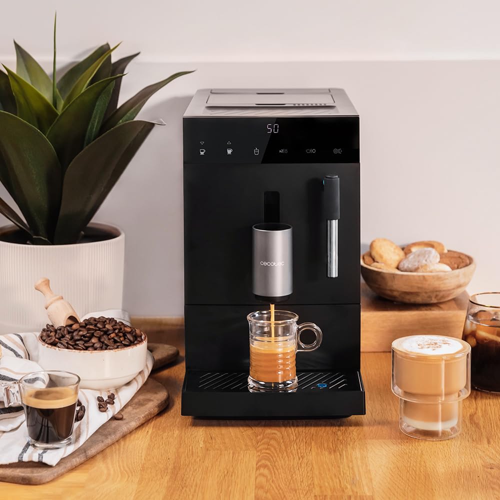 Cecotec Cremmaet Compact Kaffeevollautomat, 1350 W, 19 Bar, Thermoblock, 150 g Bohnenbehälter, 1,1 L Wassertank, automatische Reinigung