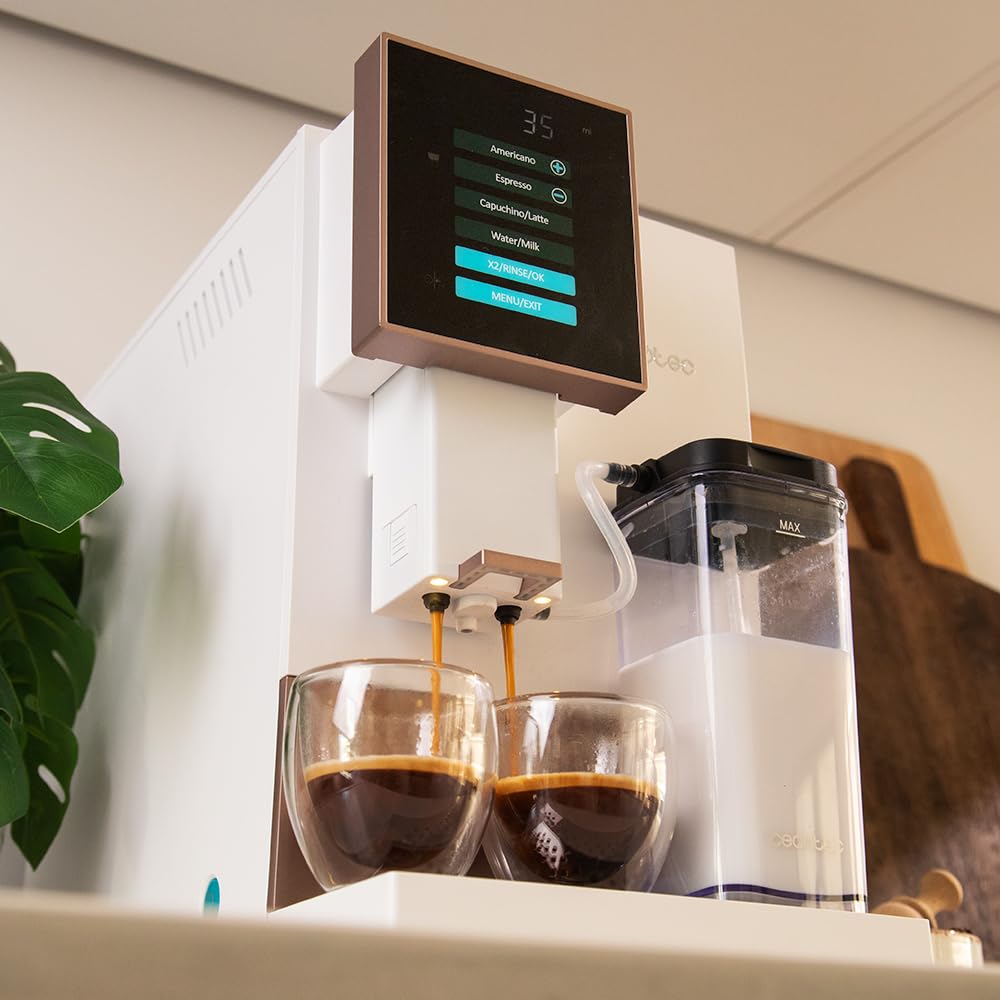Cecotec Cremmaet Compactccino Kaffeevollautomat, 19 Bar, Thermoblock, Bohnenmahlwerk 150 g, 1,1 L Wassertank, 400 ml Milchbehälter, Black Rose