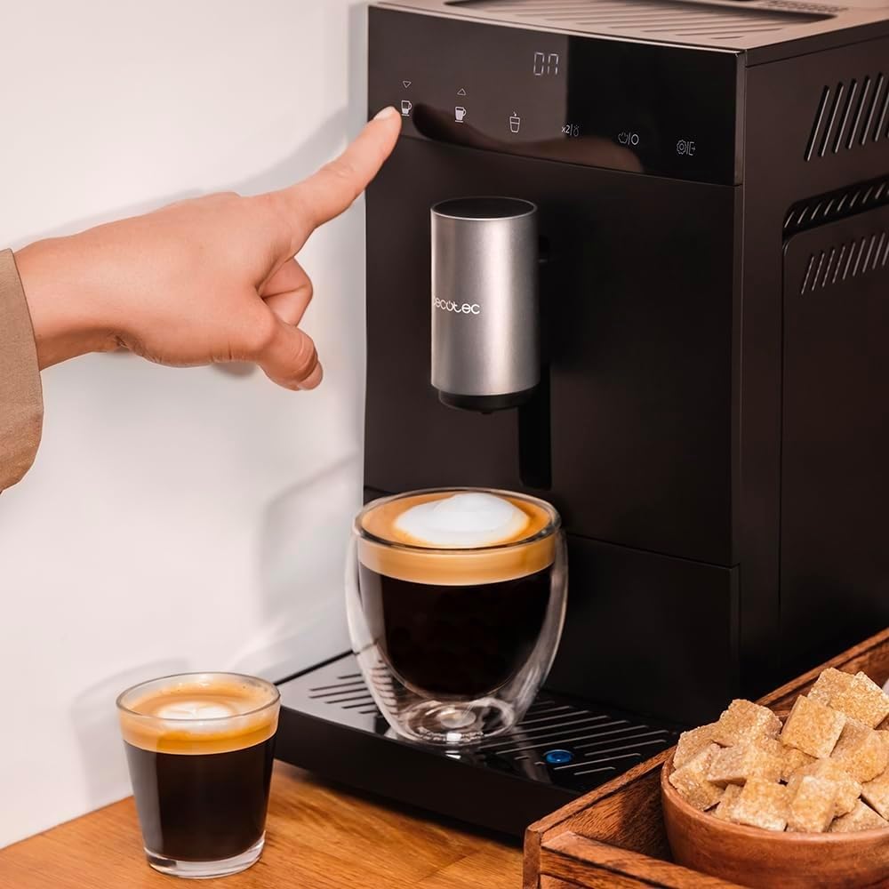 Cecotec Cremmaet Compact Kaffeevollautomat, 1350 W, 19 Bar, Thermoblock, 150 g Bohnenbehälter, 1,1 L Wassertank, automatische Reinigung
