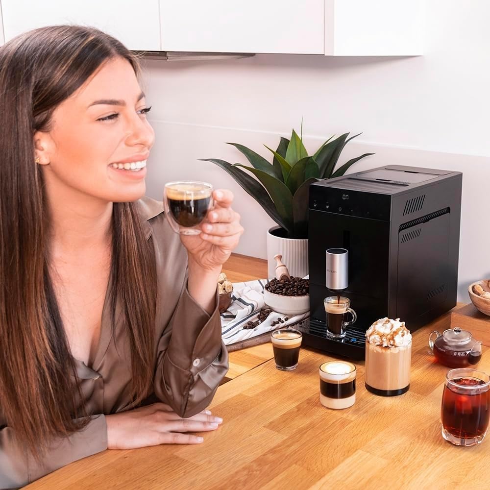 Cecotec Cremmaet Compact Kaffeevollautomat, 1350 W, 19 Bar, Thermoblock, 150 g Bohnenbehälter, 1,1 L Wassertank, automatische Reinigung