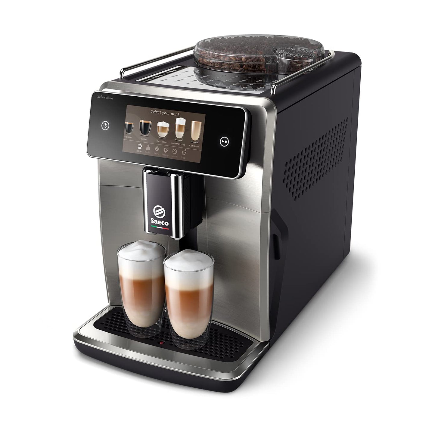 Saeco GranAroma Kaffeevollautomat – 14 Kaffeespezialitäten, Intuitives Farbdisplay, 4 Benutzerprofile, Keramikmahlwerk, 1500 Watt (SM6580/10)