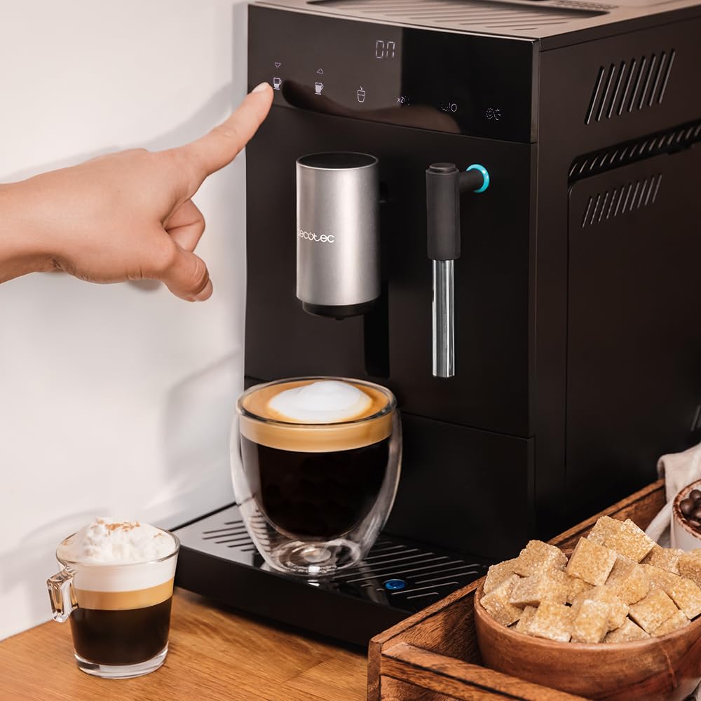 Cecotec Cremmaet Compact Kaffeevollautomat, 1350 W, 19 Bar, Thermoblock, 150 g Bohnenbehälter, 1,1 L Wassertank, automatische Reinigung