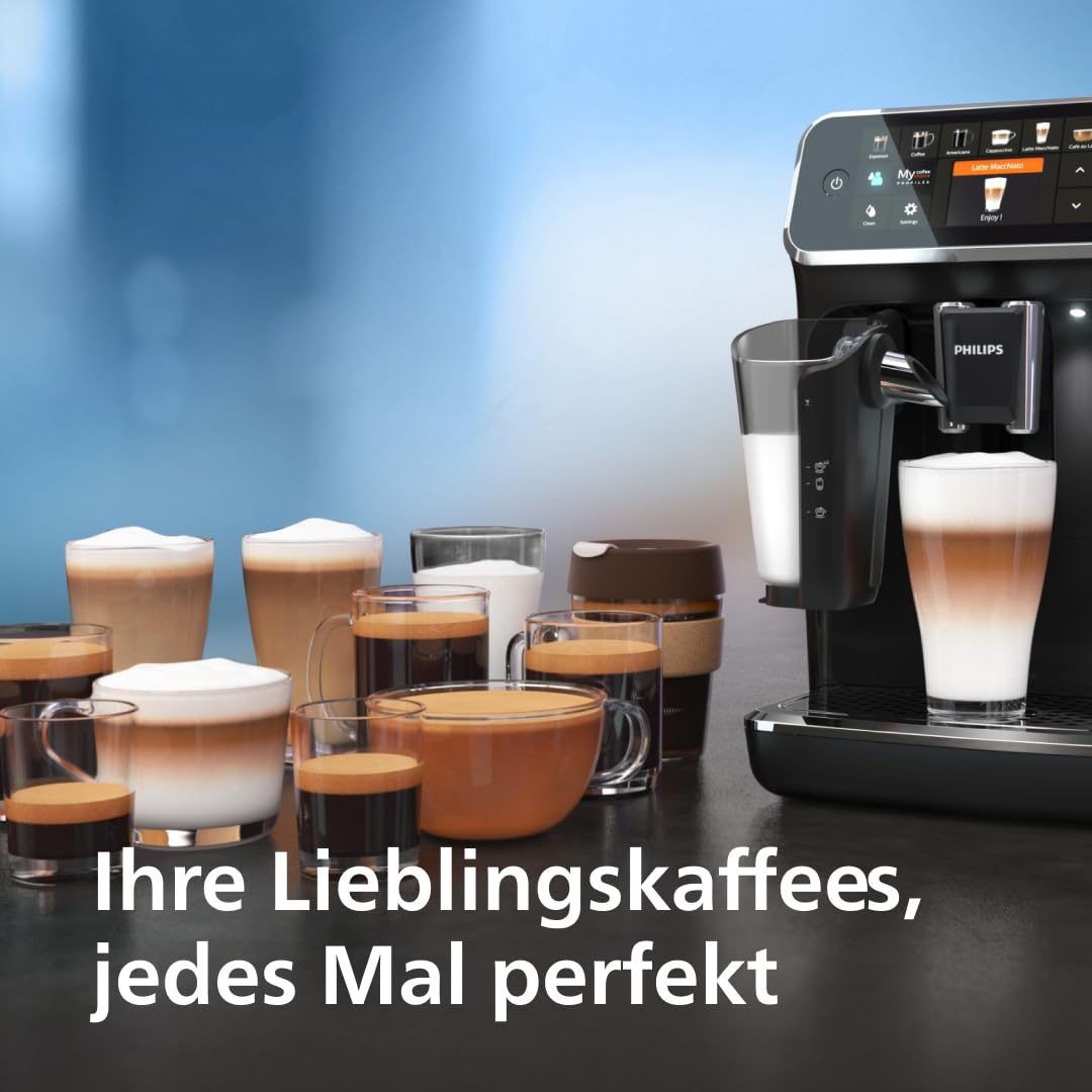 Philips Series 5400 EP5441/50 Kaffeevollautomat, 12 Getränke, LatteGo, TFT-Display, personalisierbar, Schwarz/Edelstahl
