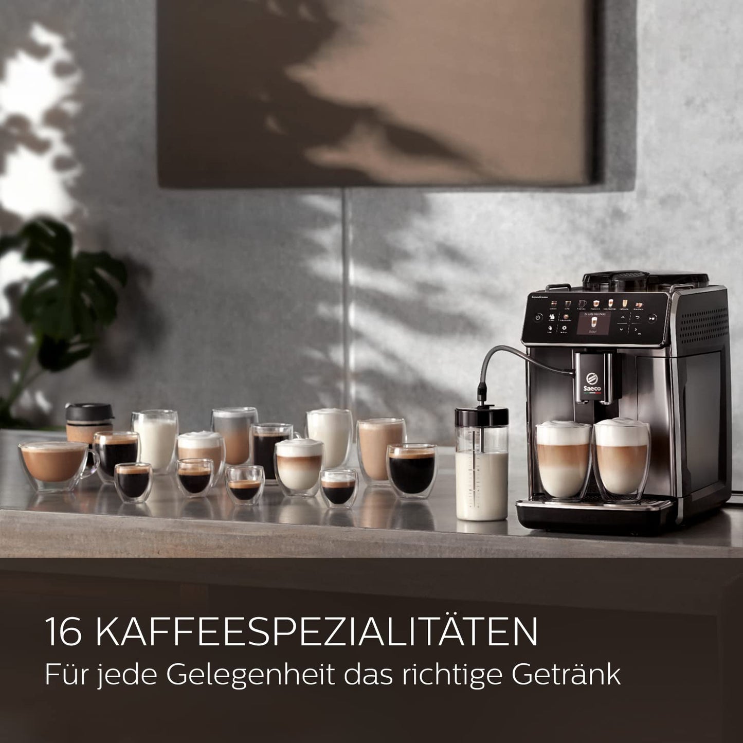 Saeco GranAroma Kaffeevollautomat – 14 Kaffeespezialitäten, Intuitives Farbdisplay, 4 Benutzerprofile, Keramikmahlwerk, 1500 Watt (SM6580/10)
