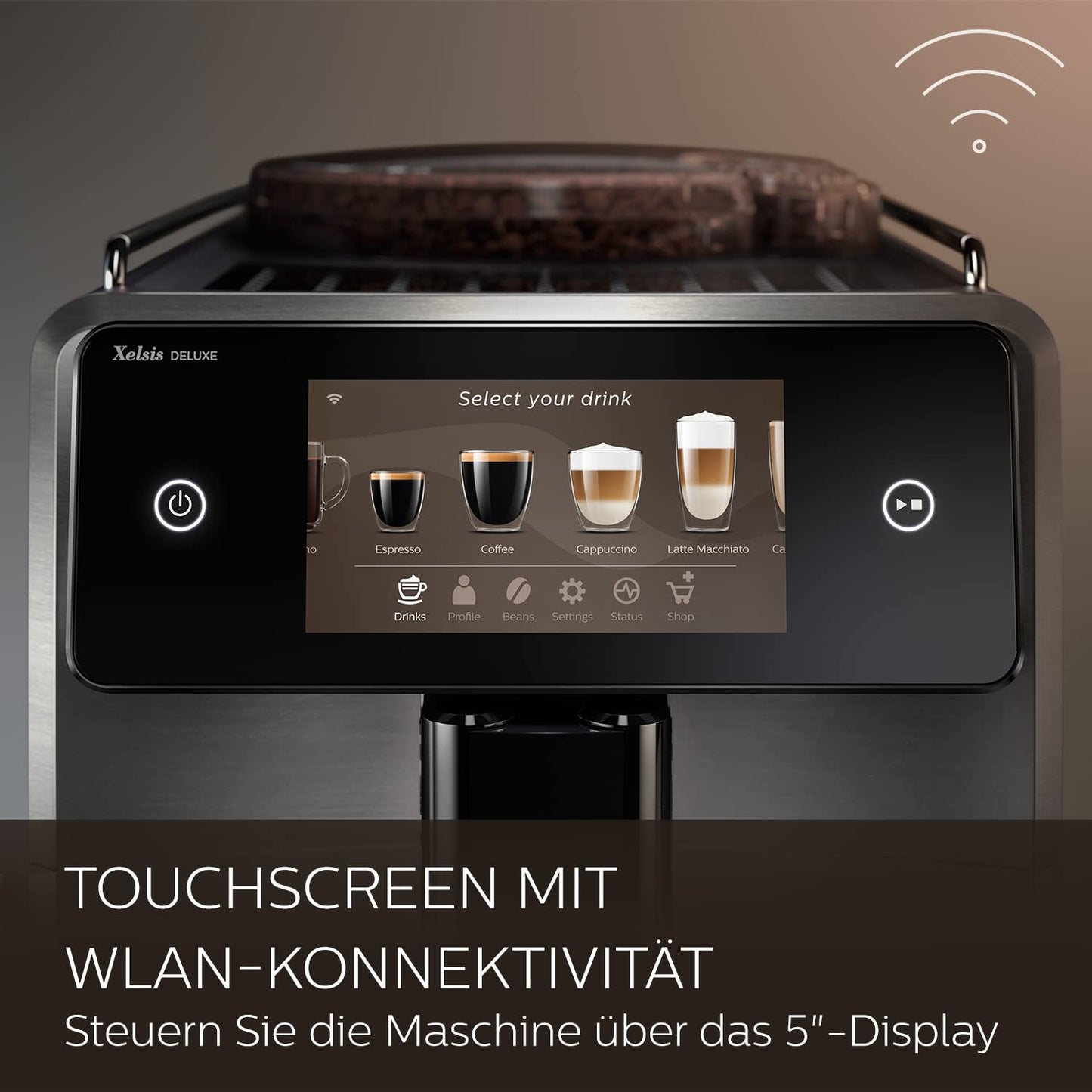 Saeco GranAroma Kaffeevollautomat – 14 Kaffeespezialitäten, Intuitives Farbdisplay, 4 Benutzerprofile, Keramikmahlwerk, 1500 Watt (SM6580/10)
