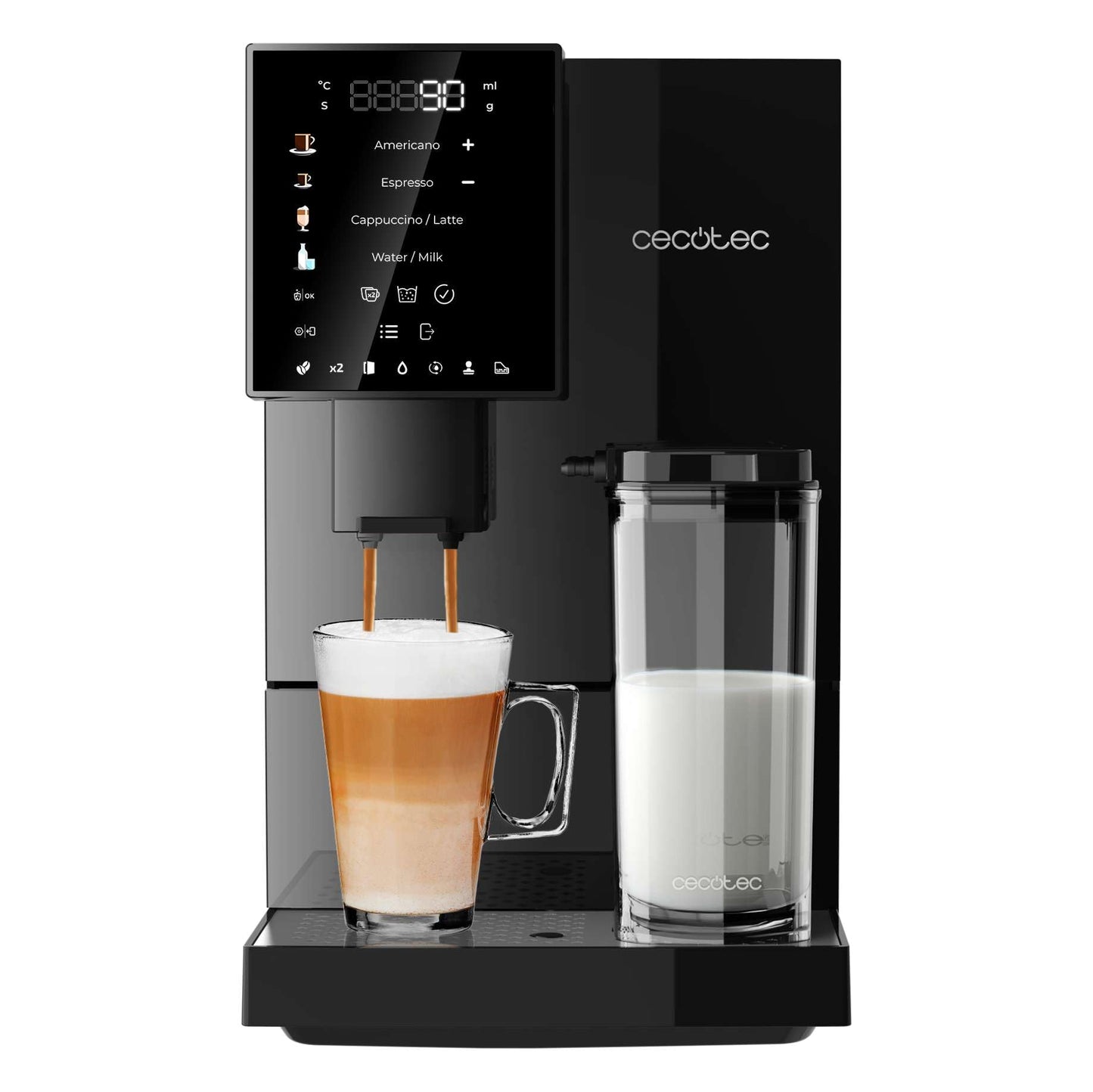 Cecotec Cremmaet Compactccino Kaffeevollautomat, 19 Bar, Thermoblock, Bohnenmahlwerk 150 g, 1,1 L Wassertank, 400 ml Milchbehälter, Black Rose