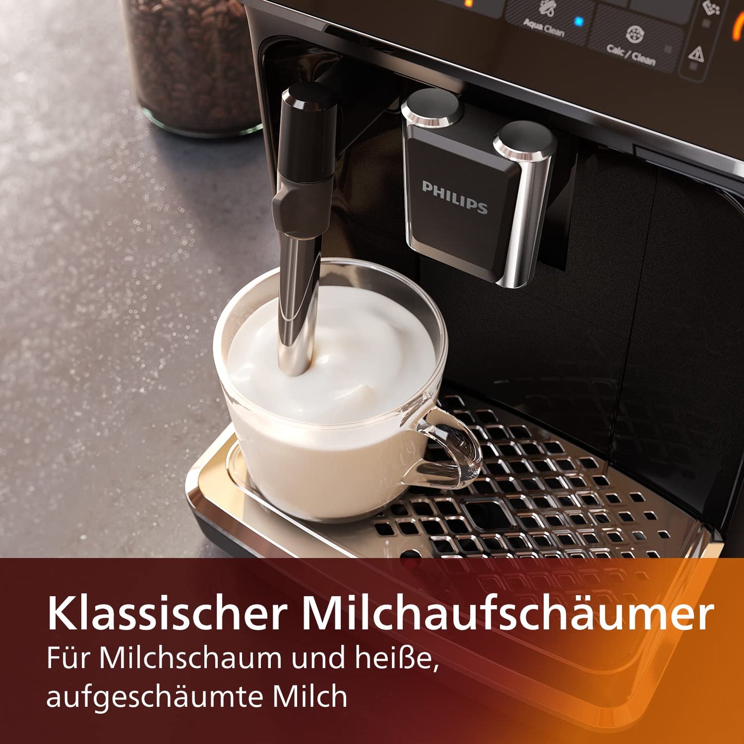 Philips Series 3200 EP3221/40 Kaffeevollautomat, Milchaufschäumer, 4 Spezialitäten, Touchdisplay, Schwarz