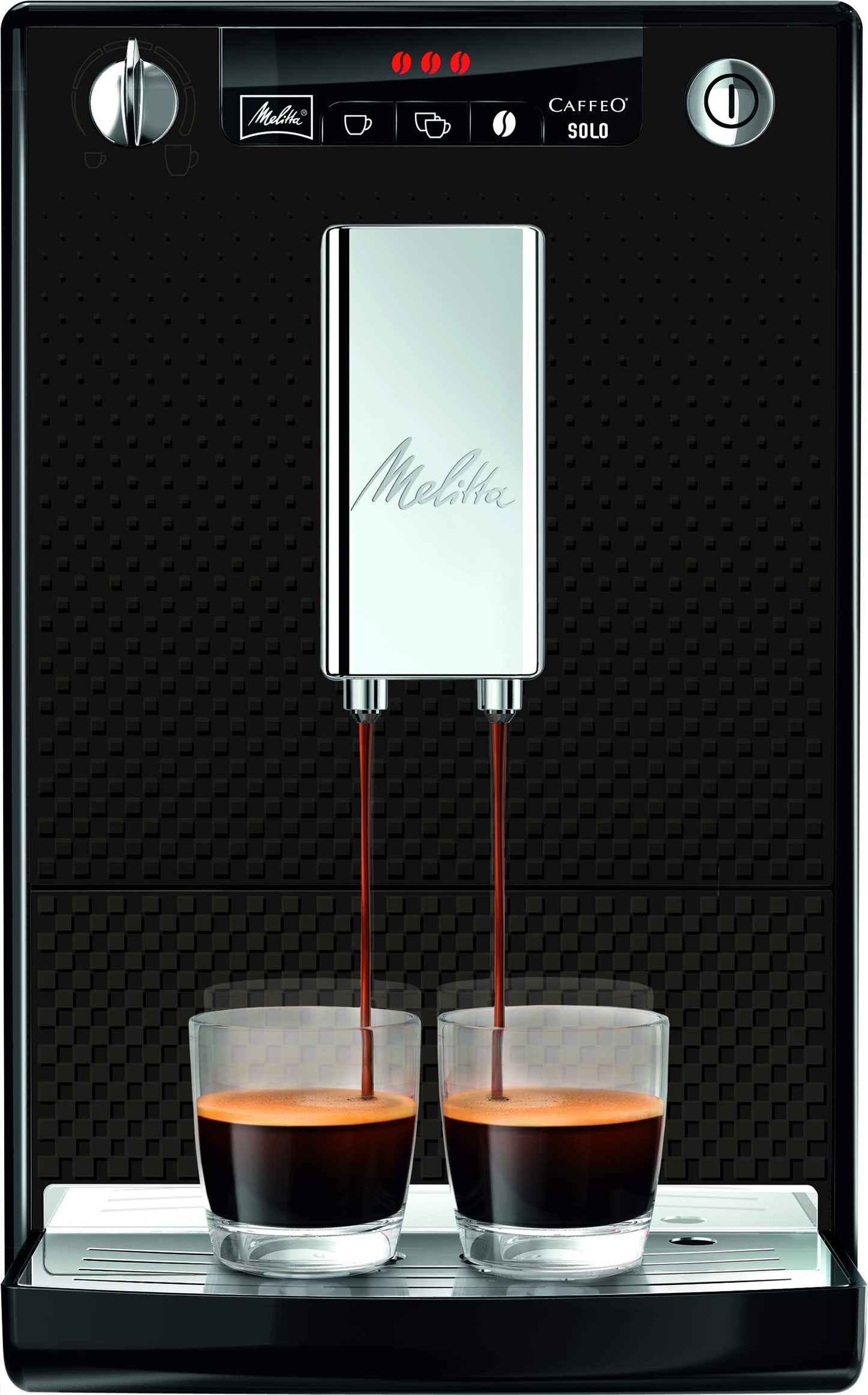 Melitta Solo Kaffeevollautomat, kompakt, höhenverstellbarer Auslauf, abnehmbarer Wassertank, Pure Black