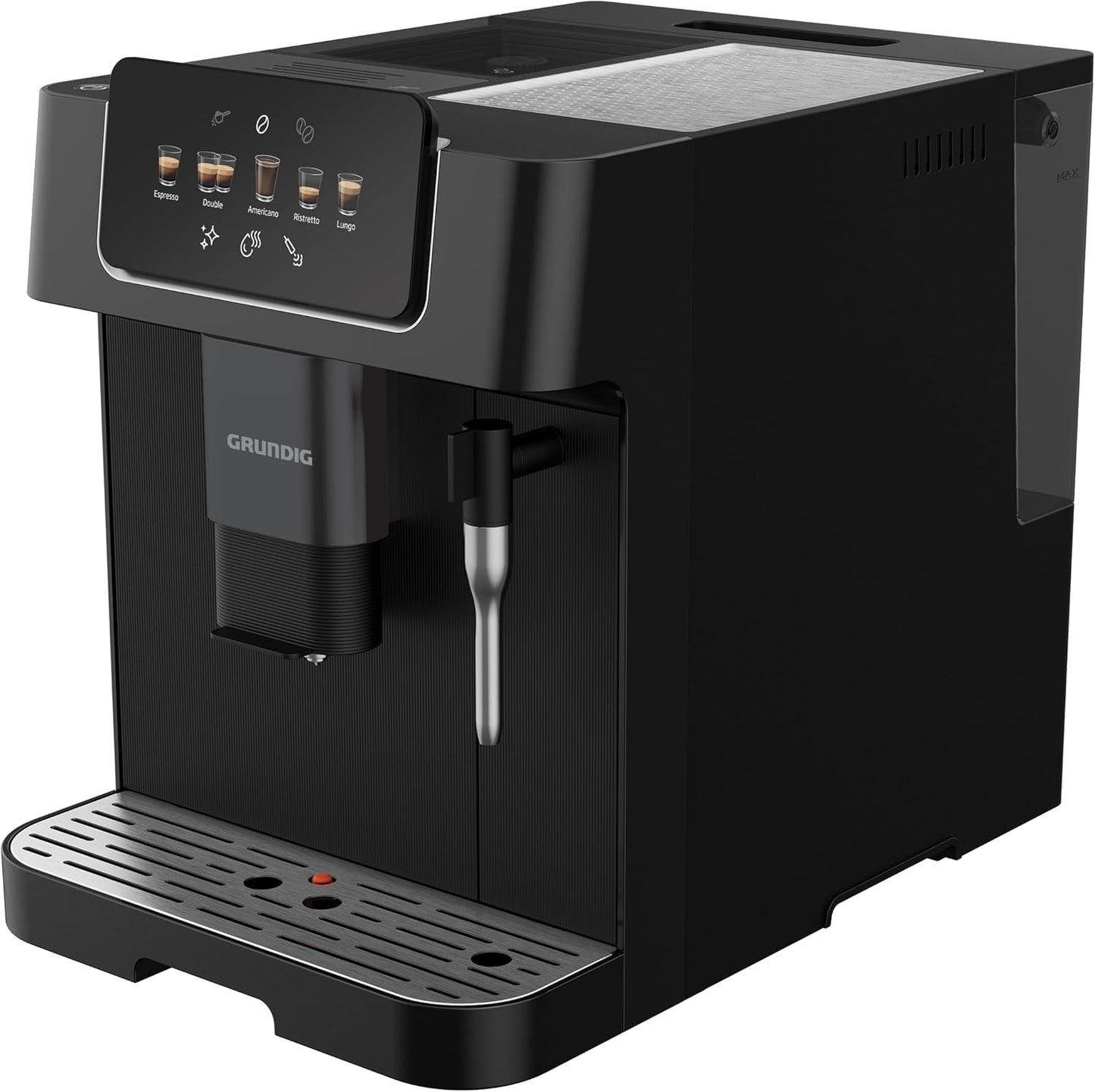 Grundig KVA 6230 Kaffeevollautomat – 19 Bar, 13 Mahlgrade, Edelstahlmahlwerk, 250 g Bohnenbehälter, 2 L Wassertank, Touch-Display, Schwarz