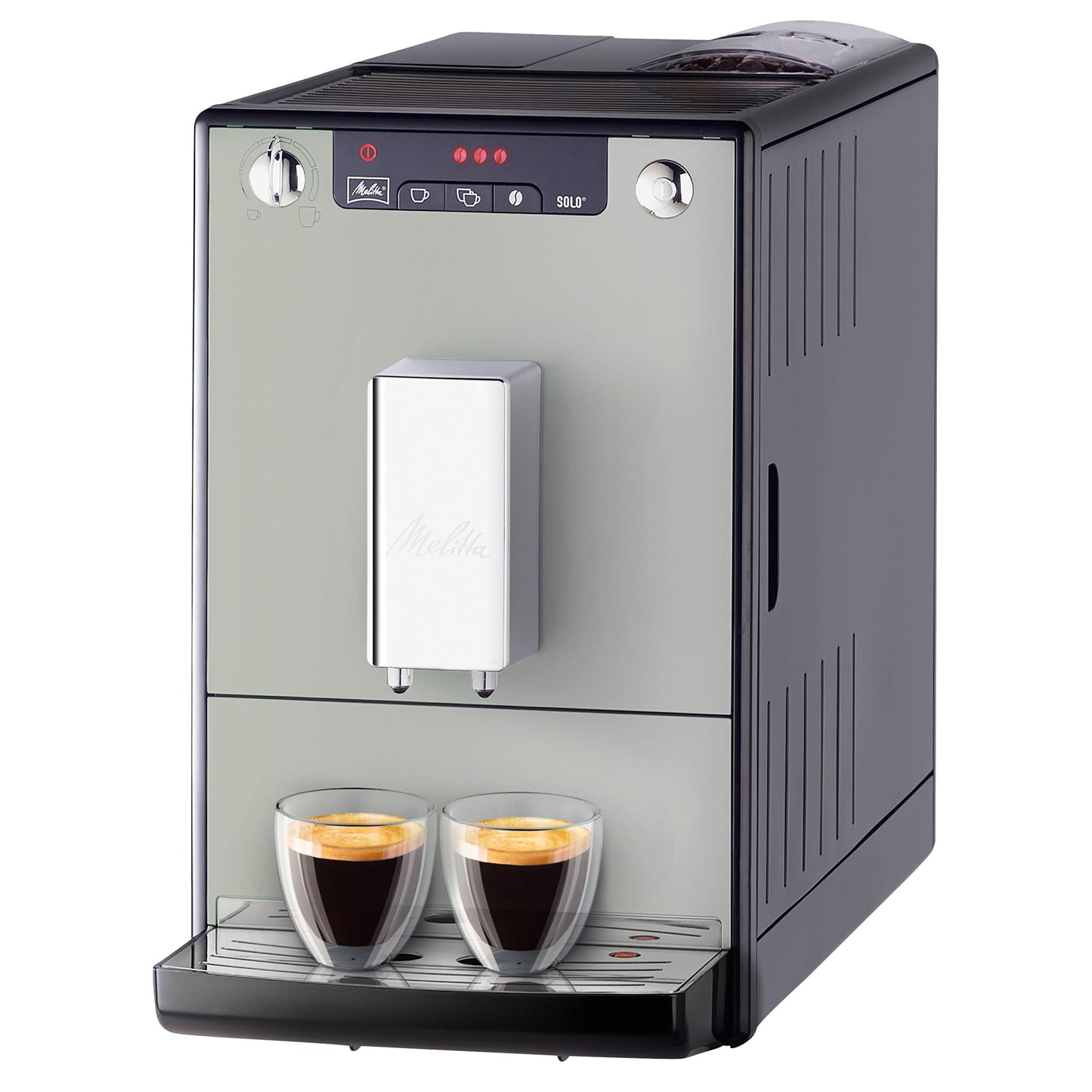 Melitta Solo Kaffeevollautomat, kompakt, höhenverstellbarer Auslauf, abnehmbarer Wassertank, Pure Black