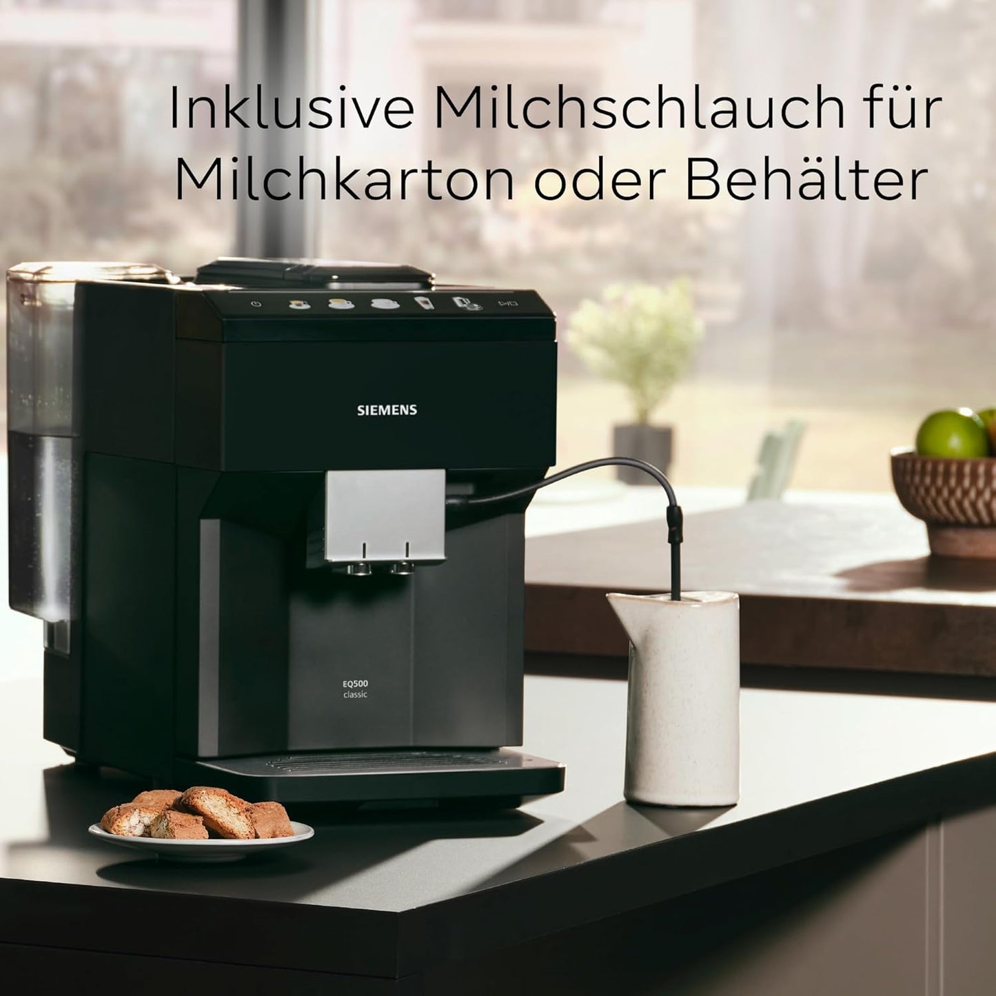 Siemens EQ500 TP511E19 Kaffeevollautomat, App-Steuerung, Cold Brew, Vollfarbdisplay, Doppeltassenfunktion, Auto-Dampfreinigung, Schwarz