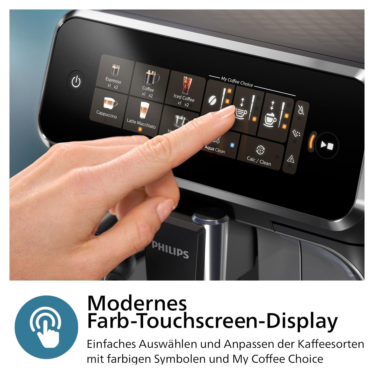 Philips Series 3300 EP3347/90 Kaffeevollautomat, 6 Getränke, LatteGo, Touchscreen, Keramikmahlwerk, Schwarzchrom