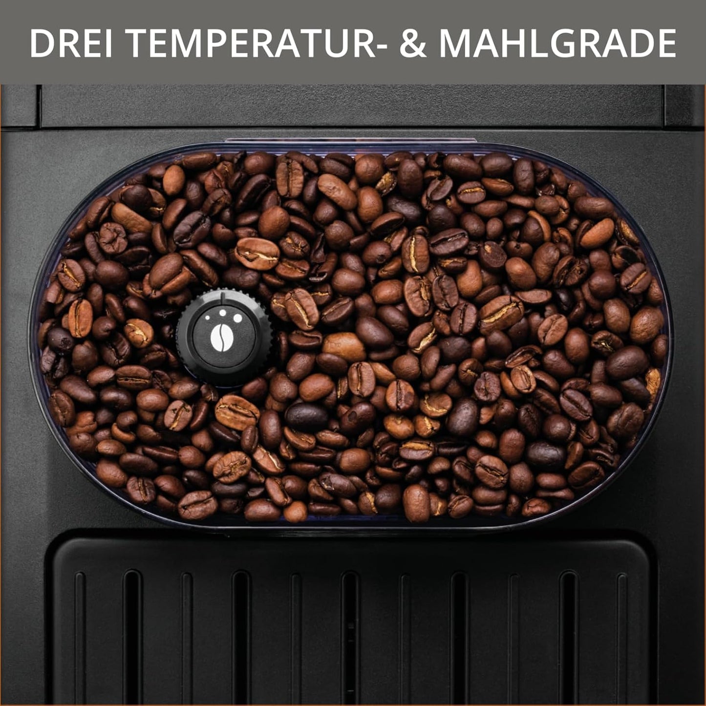 Krups Arabica Picto Kaffeevollautomat, Milchschaumdüse, 2-Tassen-Funktion, Drehregler, Einfache Reinigung, Kaffeemaschine, Schwarz, EA810870