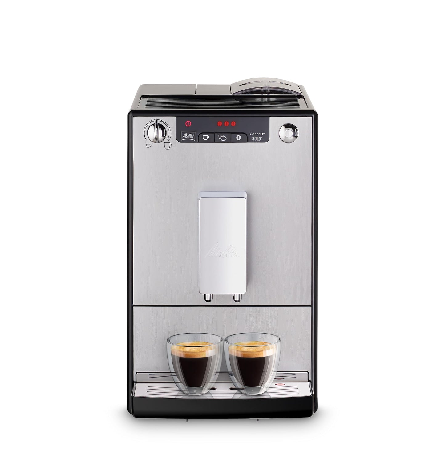 Melitta Solo Kaffeevollautomat, kompakt, höhenverstellbarer Auslauf, abnehmbarer Wassertank, Pure Black
