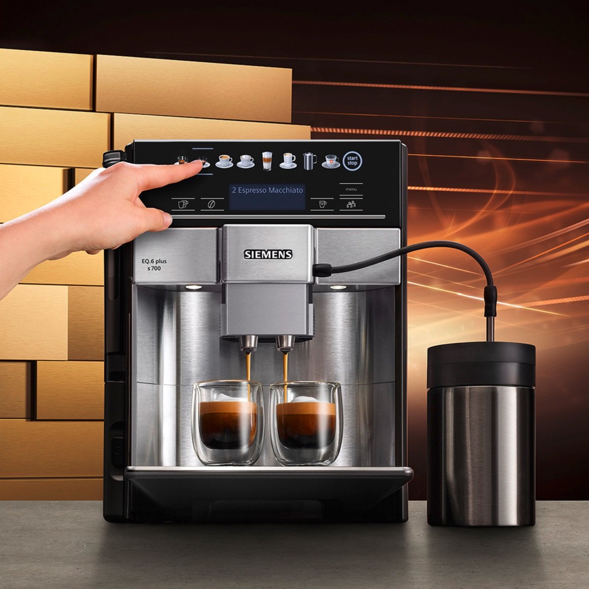 Siemens EQ6 Plus s700 TE657503DE Kaffeevollautomat, Edelstahl, Milchaufschäumer, Keramikmahlwerk, Doppeltassenfunktion, 1500 W