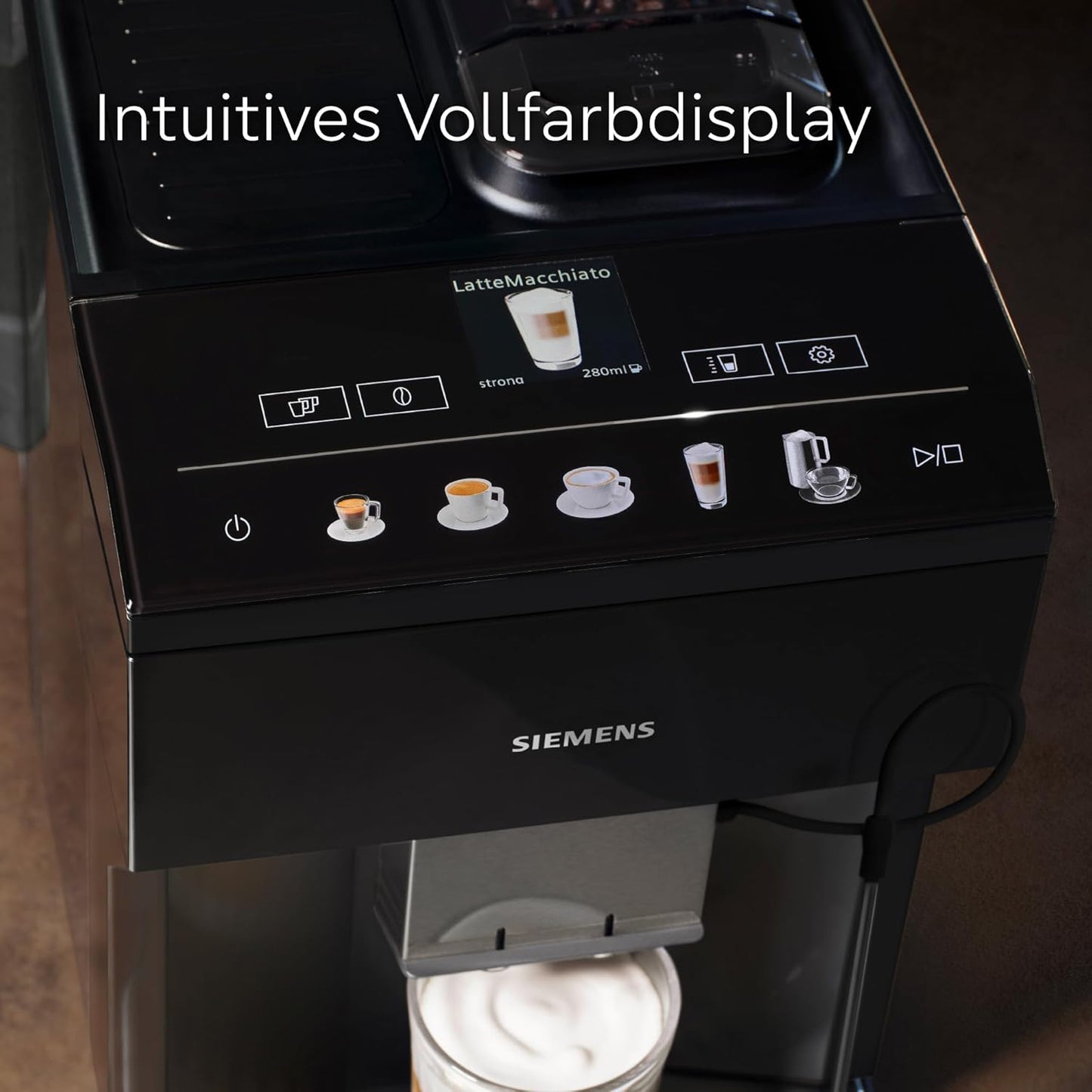 Siemens EQ500 TP511E19 Kaffeevollautomat, App-Steuerung, Cold Brew, Vollfarbdisplay, Doppeltassenfunktion, Auto-Dampfreinigung, Schwarz