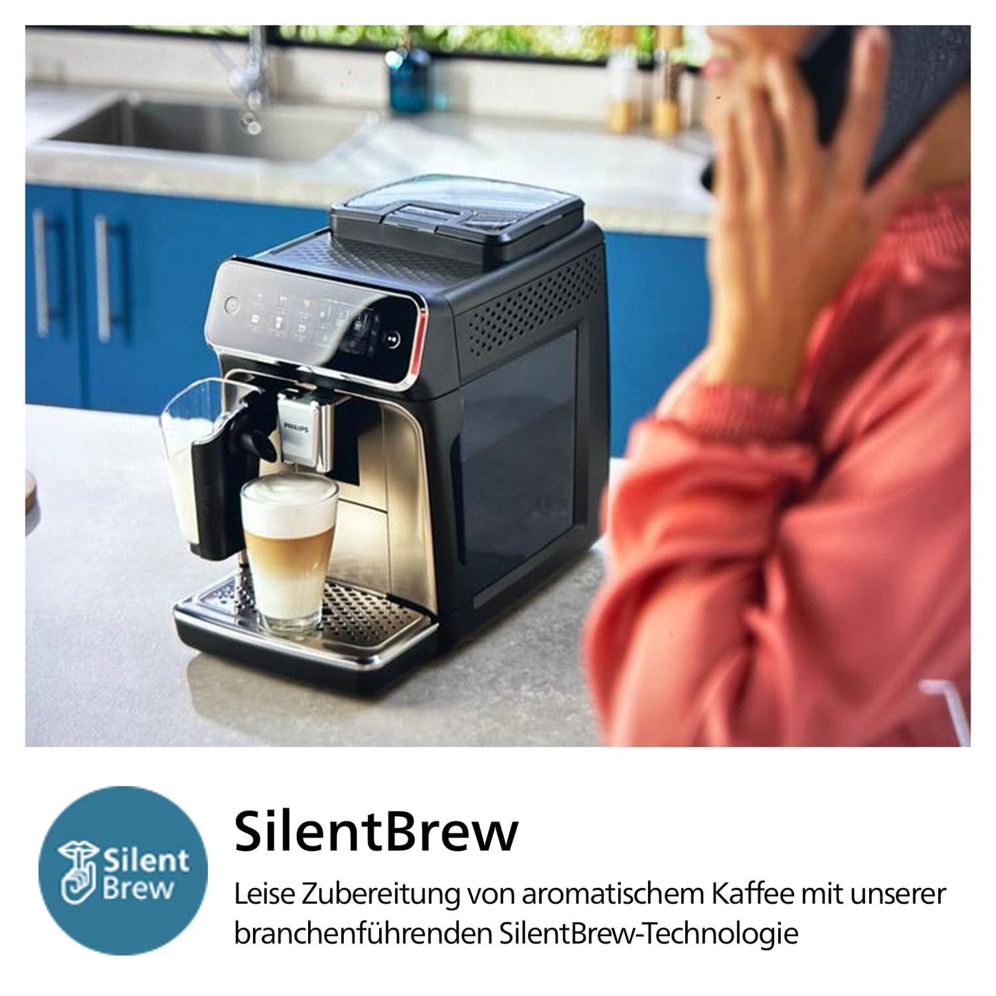 Philips Series 3300 EP3347/90 Kaffeevollautomat, 6 Getränke, LatteGo, Touchscreen, Keramikmahlwerk, Schwarzchrom