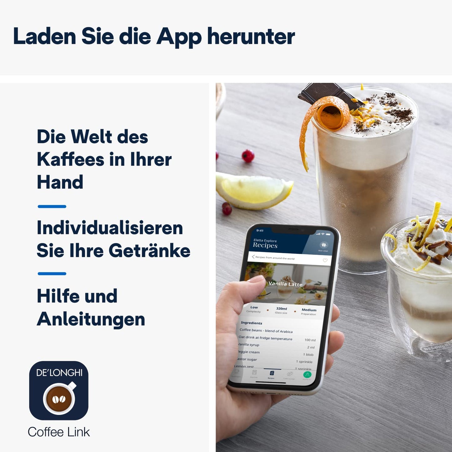 De'Longhi Eletta Explore ECAM452.67.G Kaffeevollautomat mit LatteCrema, Heiße & Kalte Getränke, 3,5" TFT Touchscreen, inkl. Kaffeekanne, Dunkelgrau