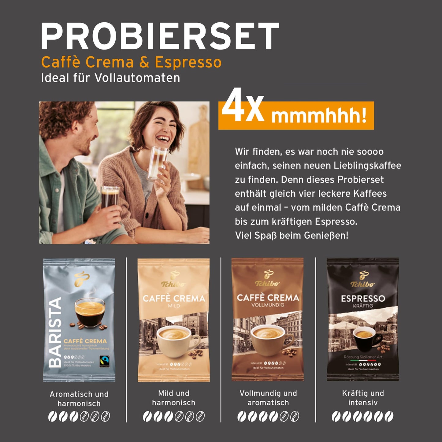 Tchibo Kaffeevollautomat Esperto Pro mit One Touch Funktion für Caffè Crema, Espresso und Milchspezialitäten, Anthrazit