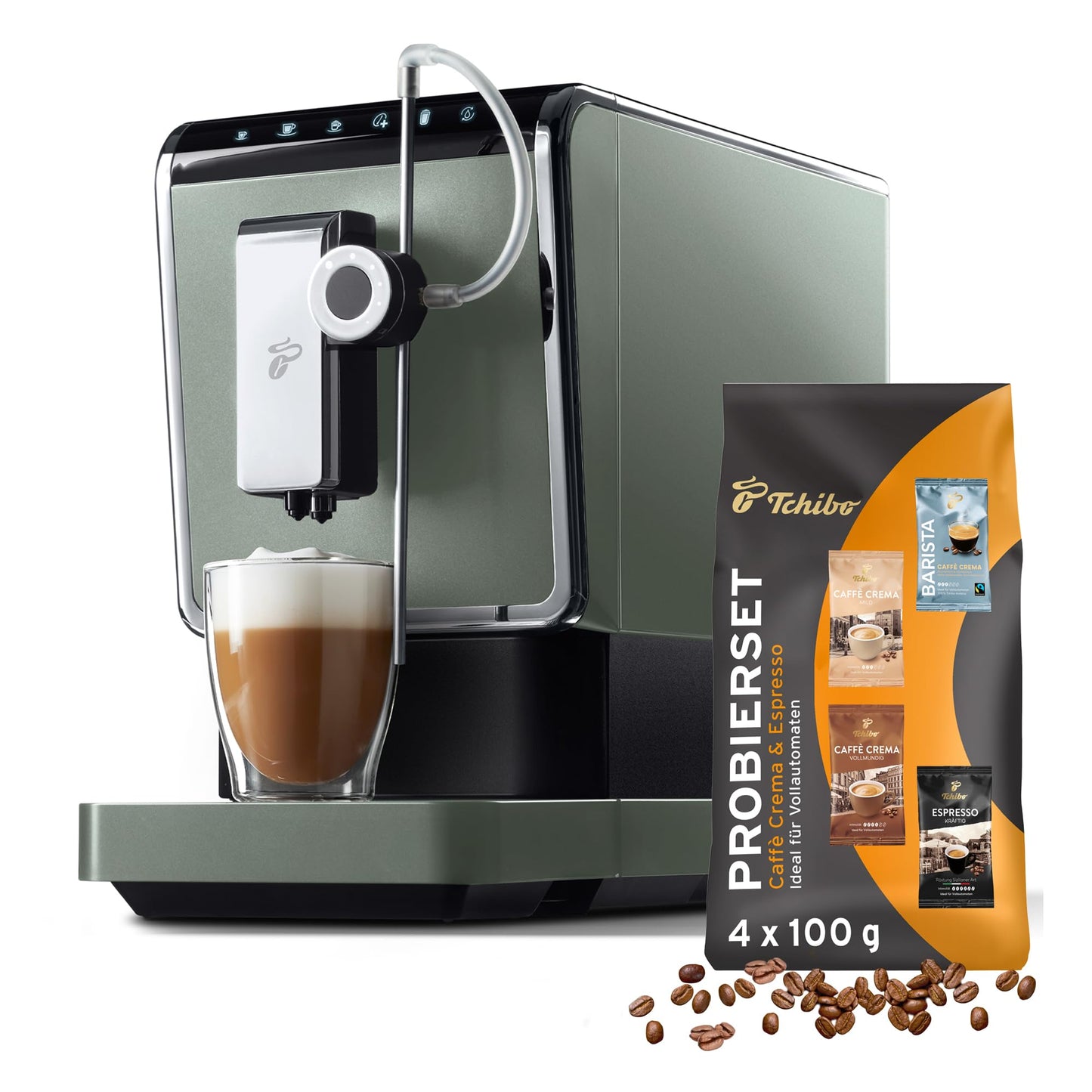 Tchibo Kaffeevollautomat Esperto Pro mit One Touch Funktion für Caffè Crema, Espresso und Milchspezialitäten, Anthrazit
