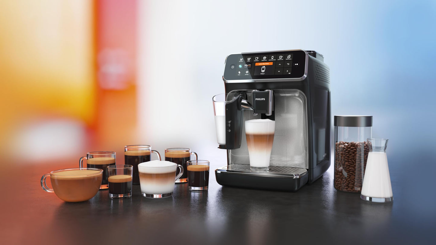 Philips Series 5400 EP5441/50 Kaffeevollautomat, 12 Getränke, LatteGo, TFT-Display, personalisierbar, Schwarz/Edelstahl