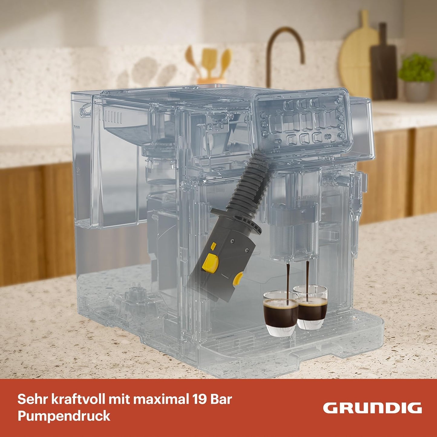 Grundig KVA 6230 Kaffeevollautomat – 19 Bar, 13 Mahlgrade, Edelstahlmahlwerk, 250 g Bohnenbehälter, 2 L Wassertank, Touch-Display, Schwarz