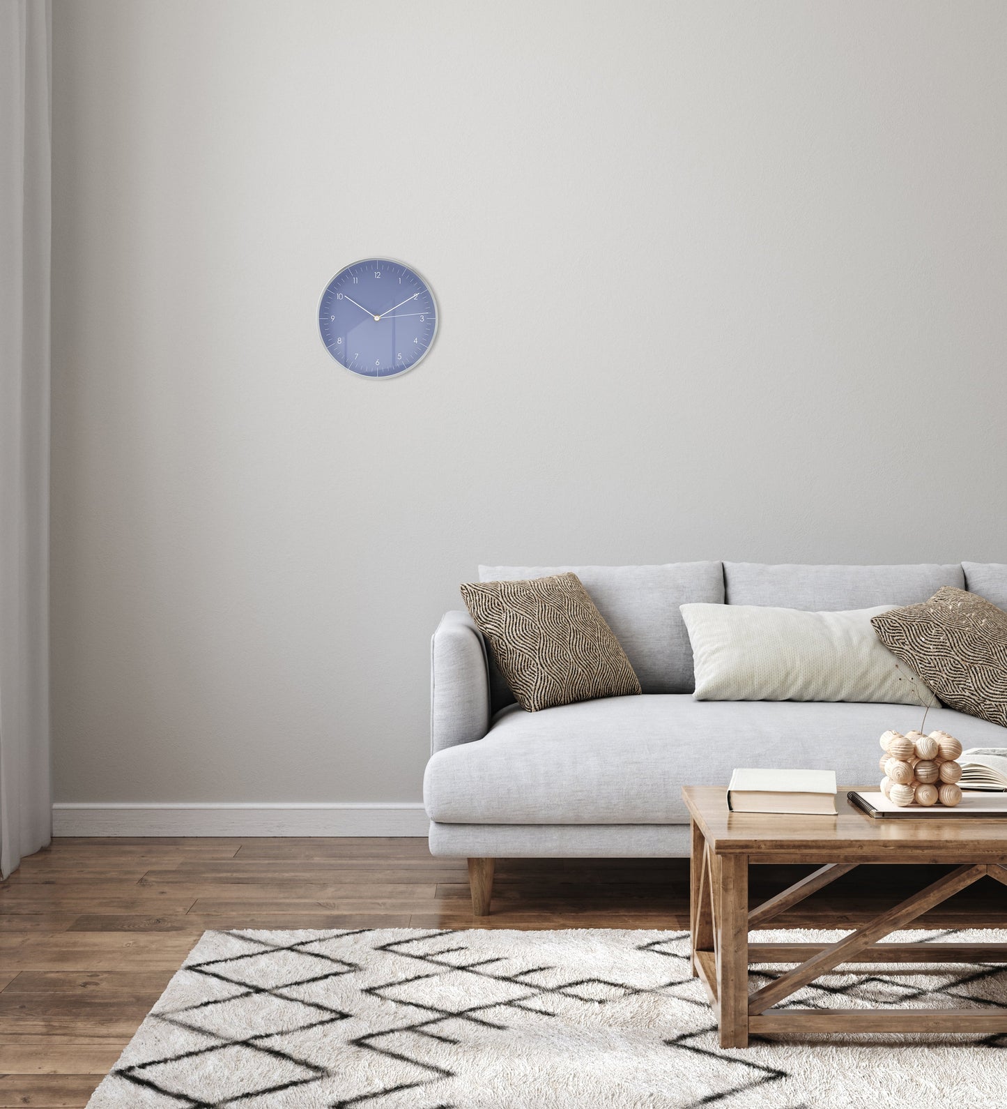 Wanduhr, Hellblau und Silber