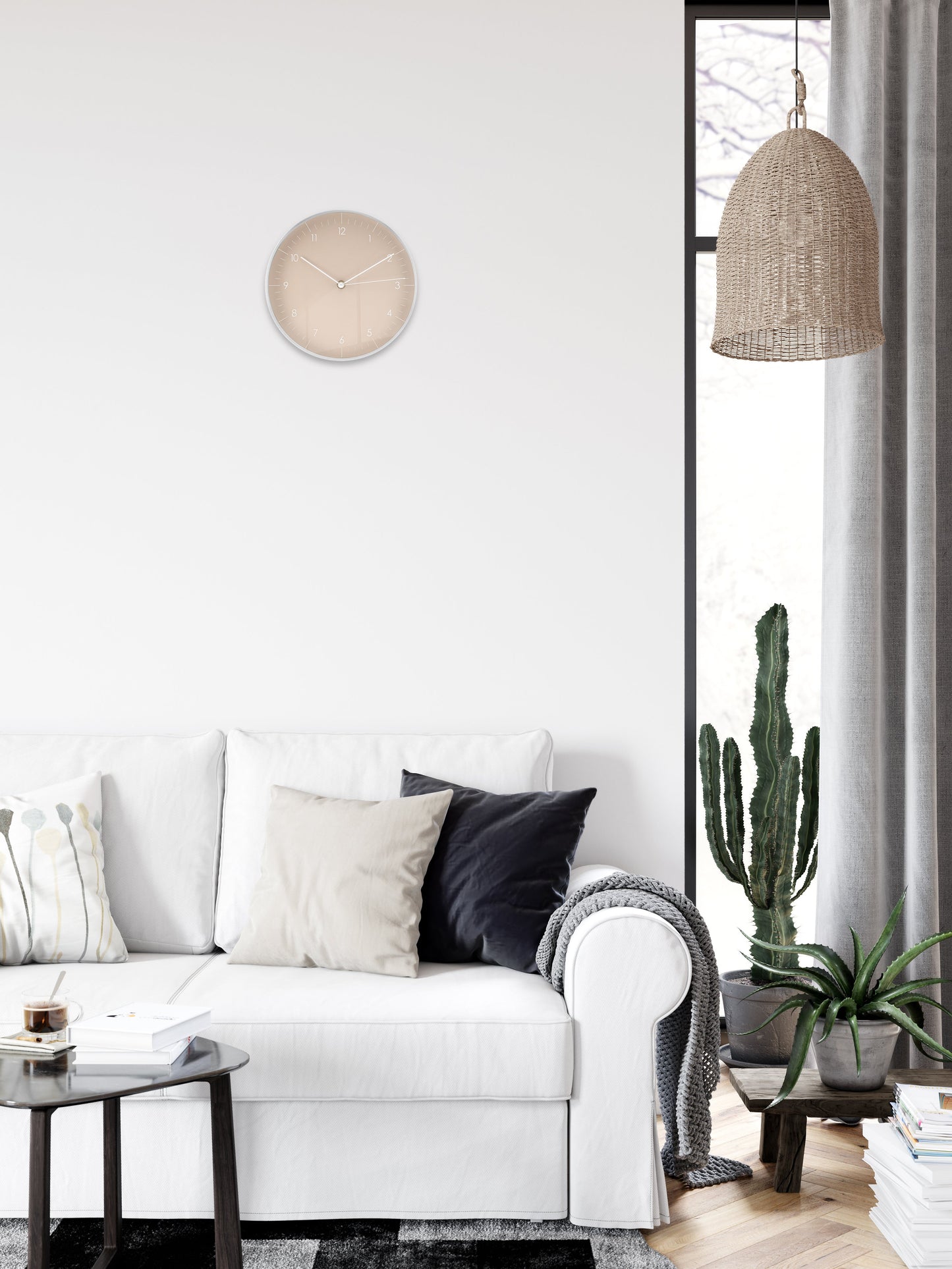 Wanduhr, Creme und Silber