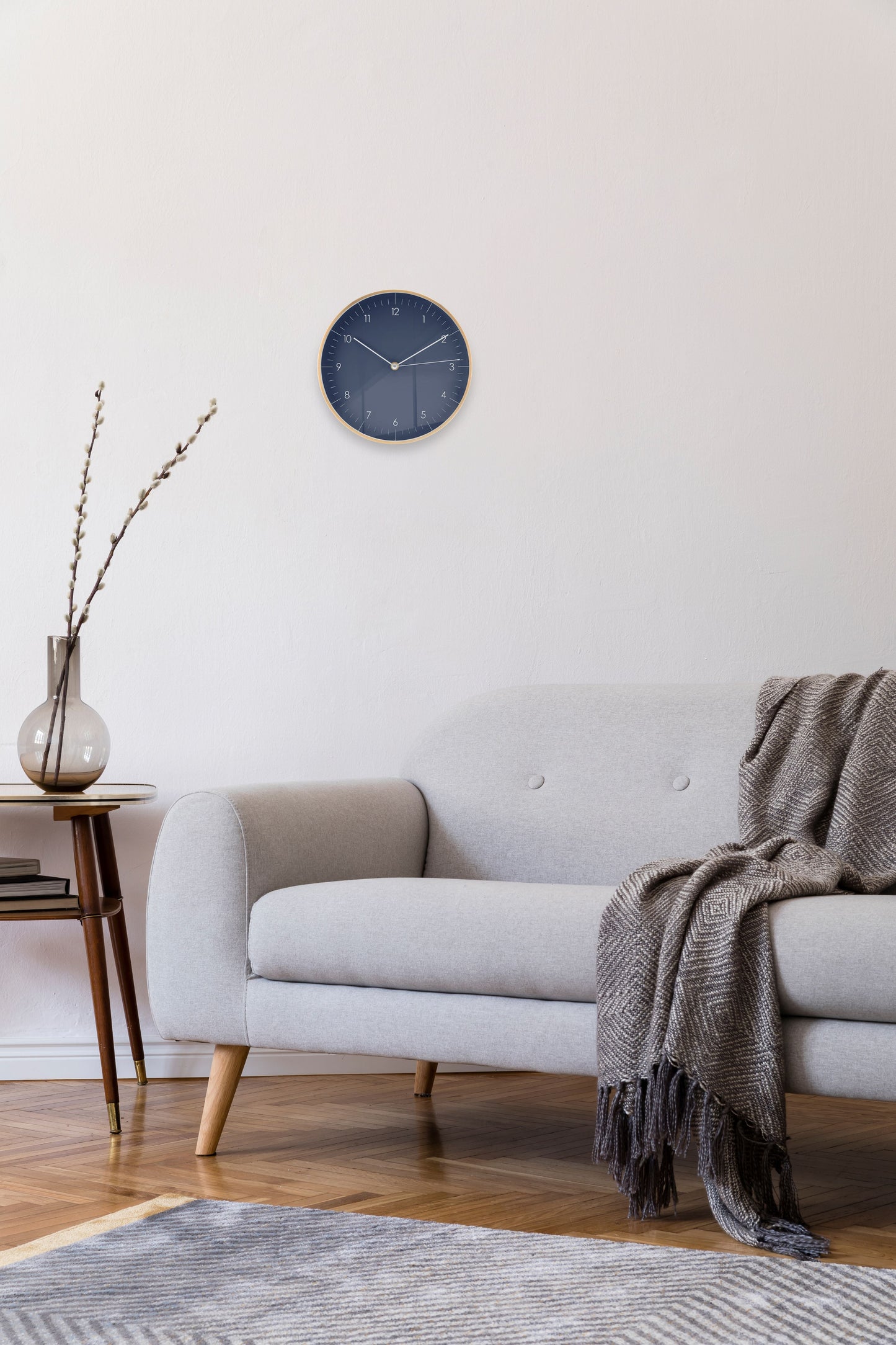 Wanduhr, Blau und Gold