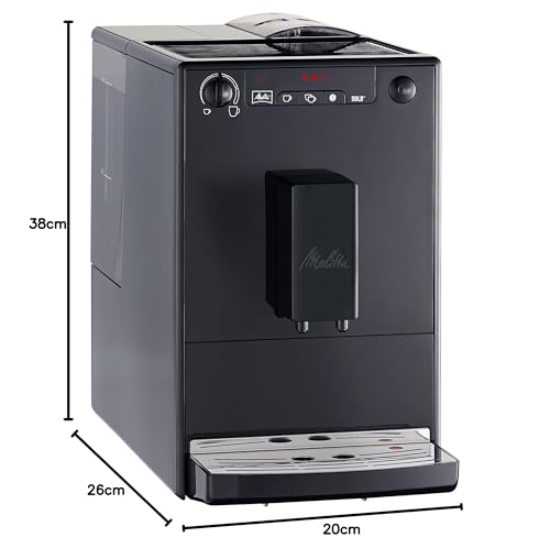 Melitta Solo Kaffeevollautomat, kompakt, höhenverstellbarer Auslauf, abnehmbarer Wassertank, Pure Black